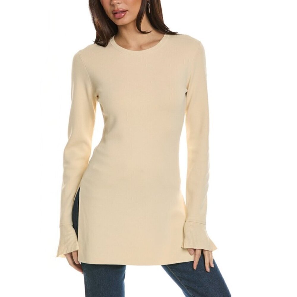 Theory Tunic Top Sweater Ivory Bell Sleeve Minimalist Small